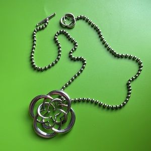[Ann King] 925 Silver Luna Pendant on Silver Beaded Toggle Clasp Necklace